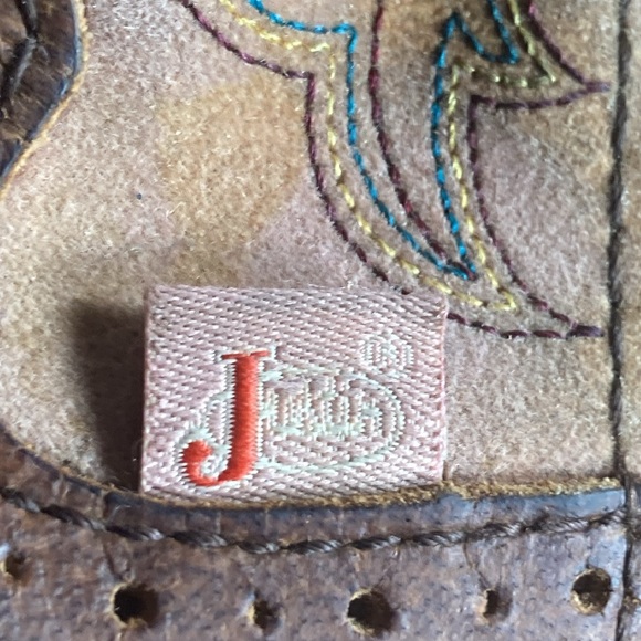 Pre Owned Little Girls Justin Brown Leather Square Toe Western Boots Size 8.5 D - Picture 9 of 12